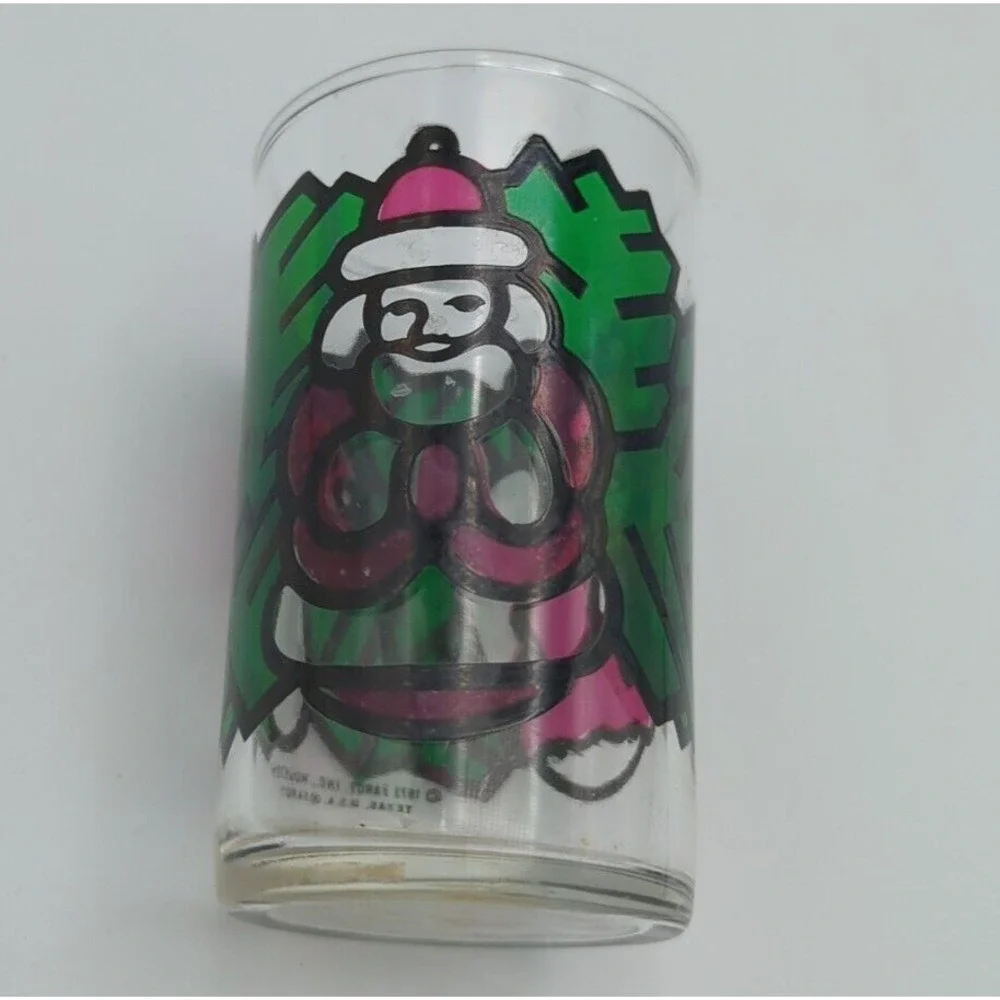 1973 Faroy Stained Glass Christmas Votive‎ Holder Red Fly Agaric Santa Angel